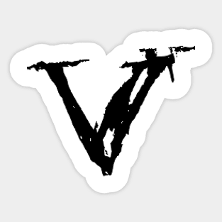 Dark and Gritty letter V from the alphabet Sticker